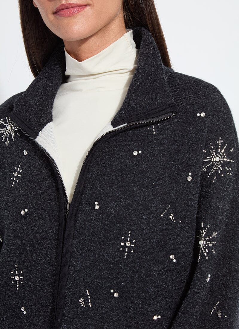 Lysse Scottie Embellished Knit Jacket Charcoal/Light Pewter