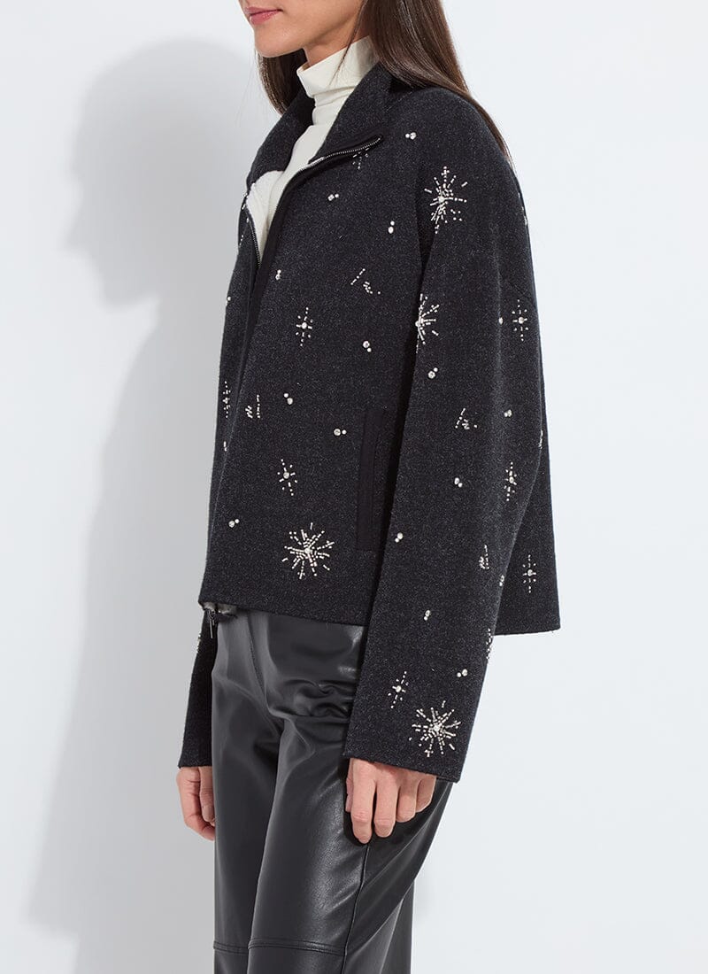 Lysse Scottie Embellished Knit Jacket Charcoal/Light Pewter