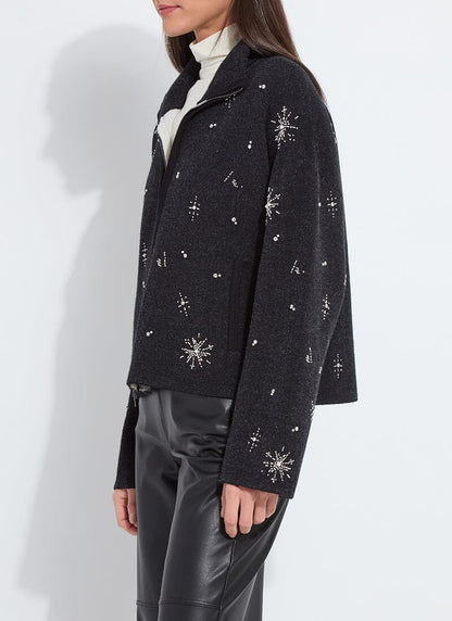 Lysse Scottie Embellished Knit Jacket Charcoal/Light Pewter