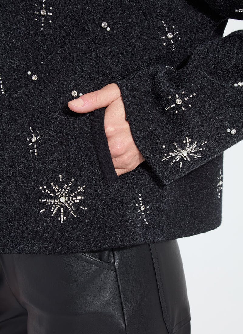 Lysse Scottie Embellished Knit Jacket Charcoal/Light Pewter