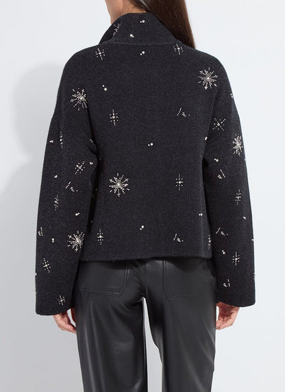 Lysse Scottie Embellished Knit Jacket Charcoal/Light Pewter