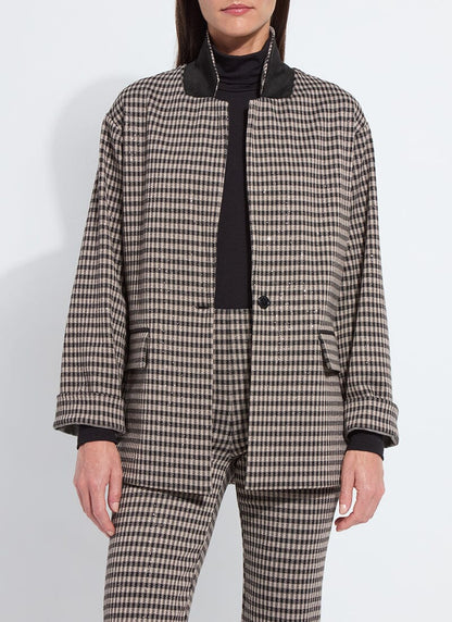 Lysse Colleen Metallic Relaxed Blazer Silver Foil Check