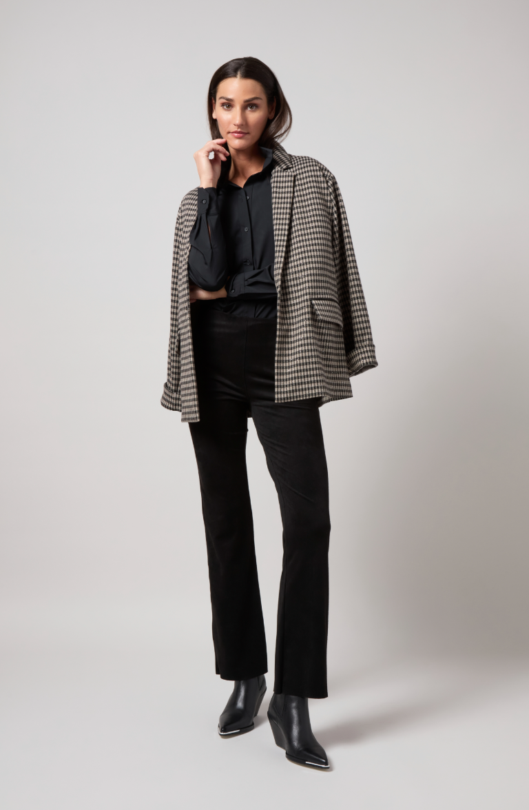 Lysse Colleen Metallic Relaxed Blazer Silver Foil Check