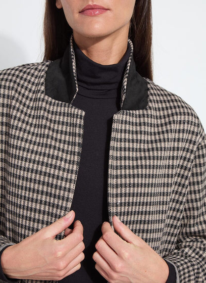 Lysse Colleen Metallic Relaxed Blazer Silver Foil Check