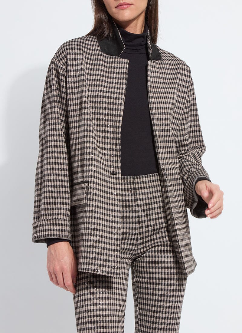 Lysse Colleen Metallic Relaxed Blazer Silver Foil Check