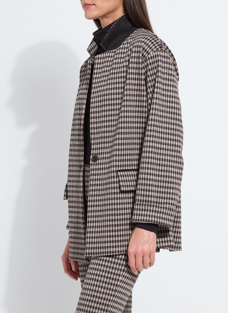 Lysse Colleen Metallic Relaxed Blazer Silver Foil Check