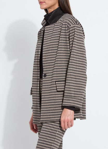 Lysse Colleen Metallic Relaxed Blazer Silver Foil Check