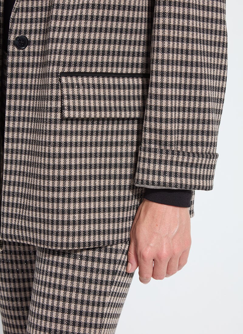 Lysse Colleen Metallic Relaxed Blazer Silver Foil Check