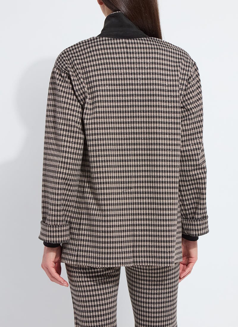 Lysse Colleen Metallic Relaxed Blazer Silver Foil Check