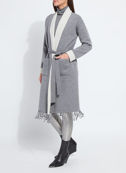 Lysse Juliette Fringed Sweater Coat Grey Melange/Light Pewter