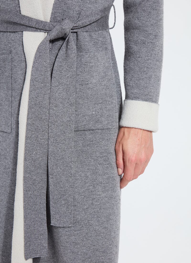 Lysse Juliette Fringed Sweater Coat Grey Melange/Light Pewter