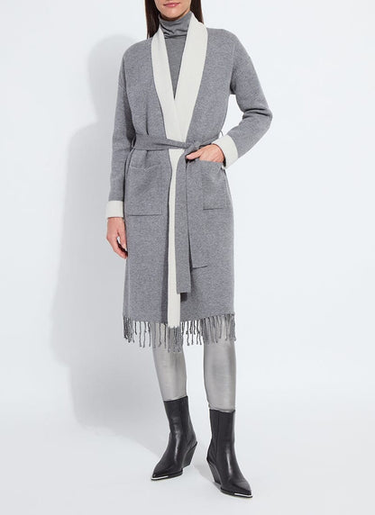 Lysse Juliette Fringed Sweater Coat Grey Melange/Light Pewter