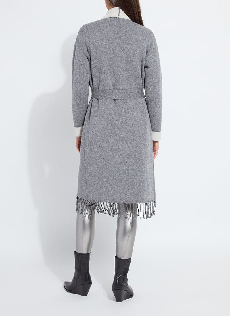Lysse Juliette Fringed Sweater Coat Grey Melange/Light Pewter