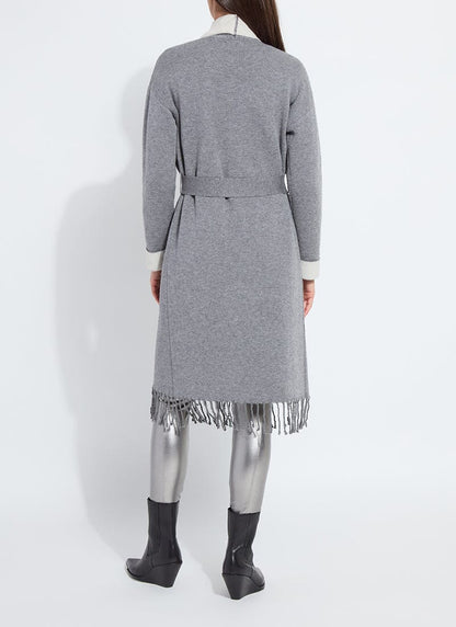 Lysse Juliette Fringed Sweater Coat Grey Melange/Light Pewter