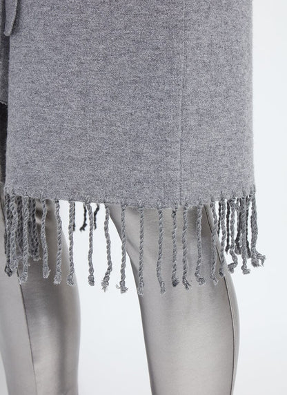 Lysse Juliette Fringed Sweater Coat Grey Melange/Light Pewter