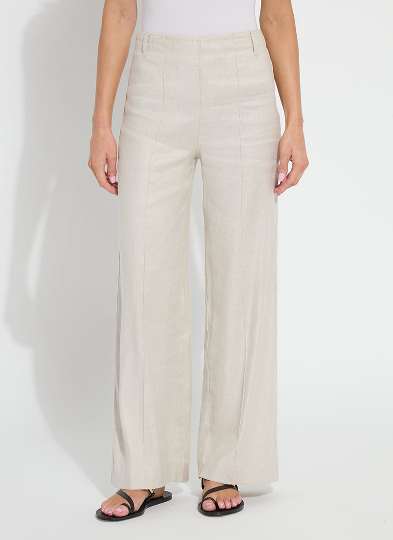 Lysse Gabriela Linen Hi Waist Pintuck Wide Leg Pant (29.5" Inseam) Flax Linen