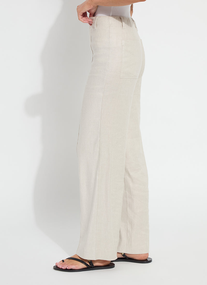 Lysse Gabriela Linen Hi Waist Pintuck Wide Leg Pant (29.5" Inseam) Flax Linen