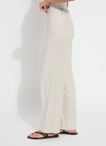 Lysse Gabriela Linen Hi Waist Pintuck Wide Leg Pant (29.5" Inseam) Flax Linen