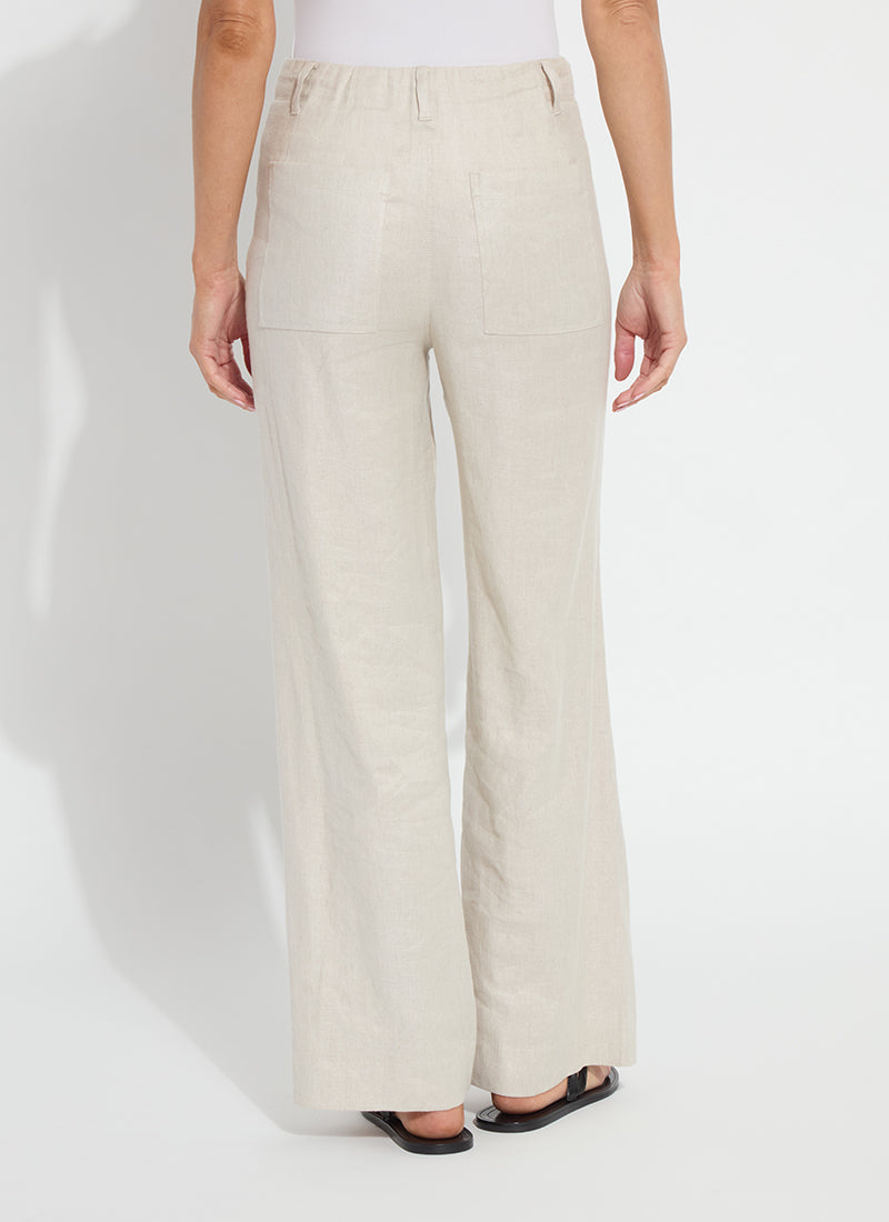 Lysse Gabriela Linen Hi Waist Pintuck Wide Leg Pant (29.5" Inseam) Flax Linen