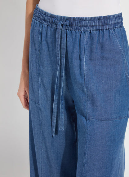 Lysse Lilia Drawstring Ankle Wide Leg Pant (28" Inseam) Mid Wash