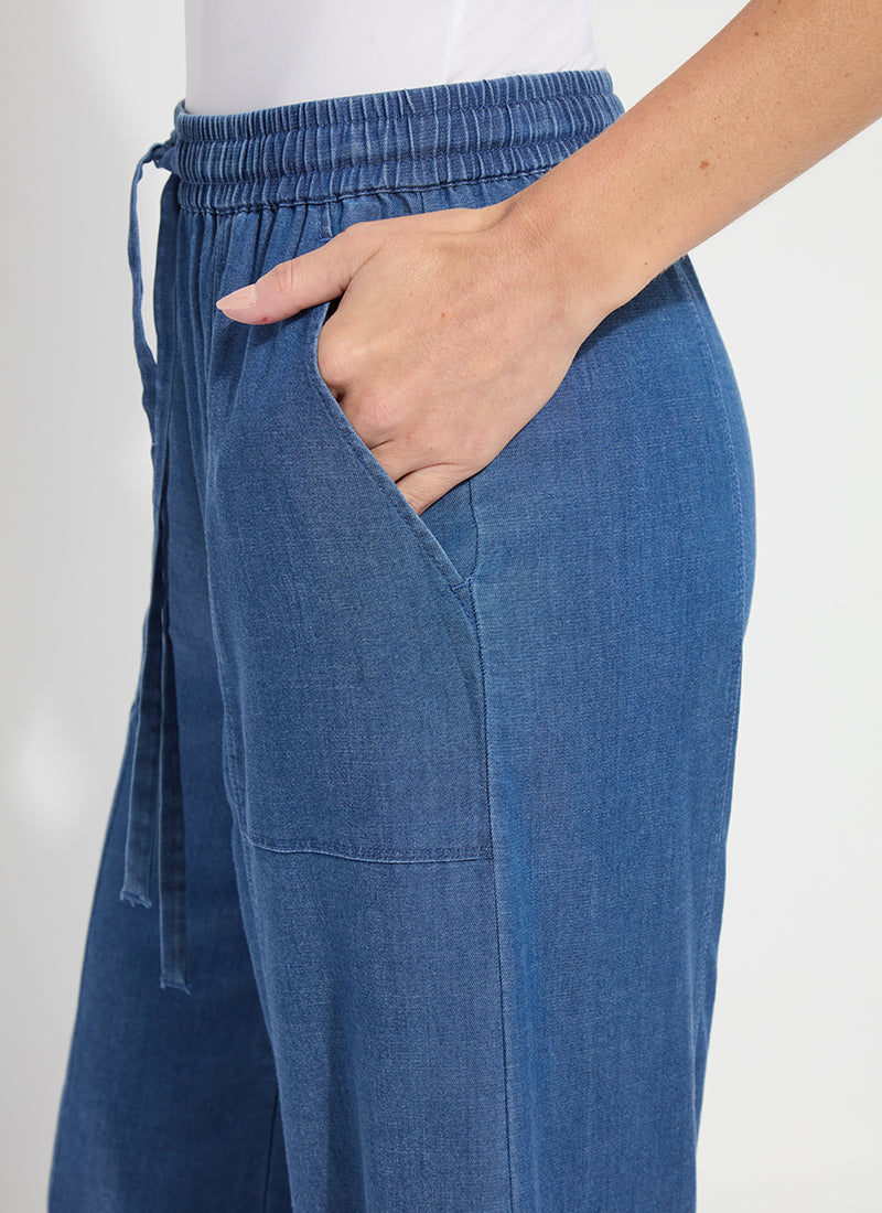 Lysse Lilia Drawstring Ankle Wide Leg Pant (28" Inseam) Mid Wash