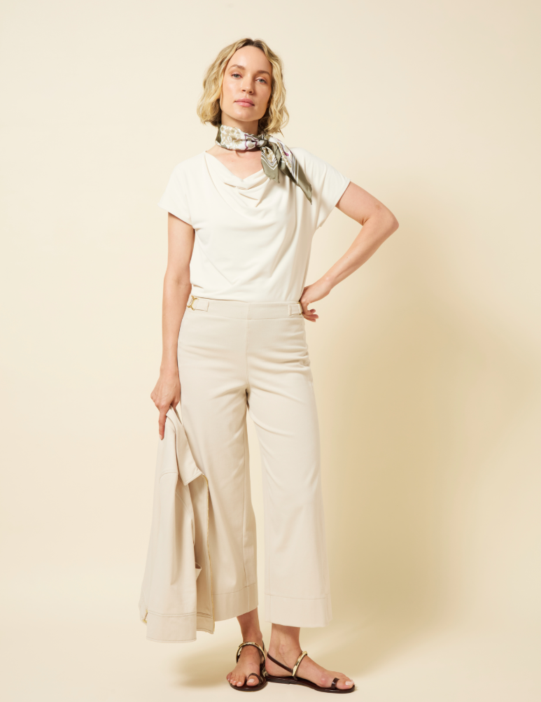 Lysse Nylah Detail Wide Leg Crop Pant (26" Inseam) Crisp Chino
