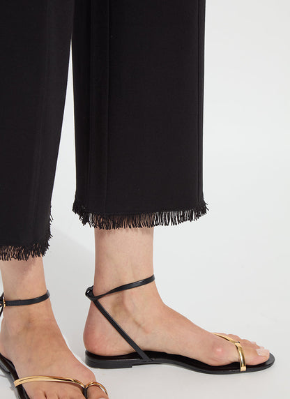 Lysse Ari Wide Leg Crop Fringe Belted Pant (24" Inseam) Black