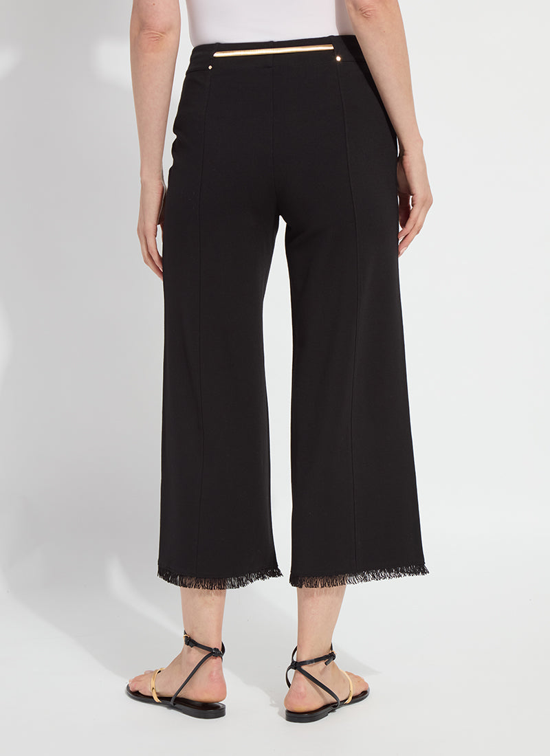 Lysse Ari Wide Leg Crop Fringe Belted Pant (24" Inseam) Black