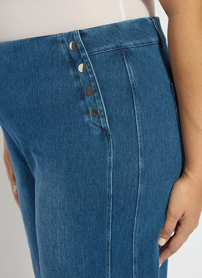 Lysse Mallory Sailor Hi Waist Wide Leg Denim Curvy (28" Inseam) Mid Wash