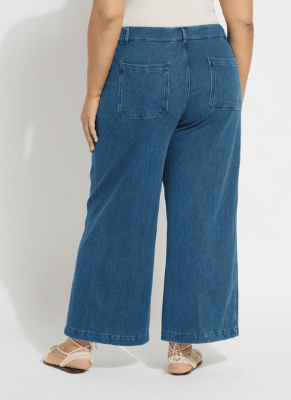 Lysse Mallory Sailor Hi Waist Wide Leg Denim Curvy (28" Inseam) Mid Wash