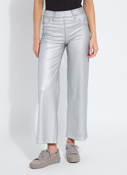Lysse Metallic Coated Wide Leg Denim (28" Inseam) Metallic Silver