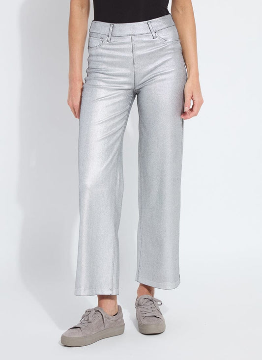 Lysse Metallic Coated Wide Leg Denim (28" Inseam) Metallic Silver