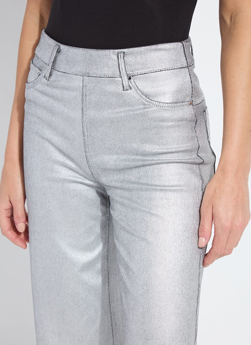 Lysse Metallic Coated Wide Leg Denim (28" Inseam) Metallic Silver
