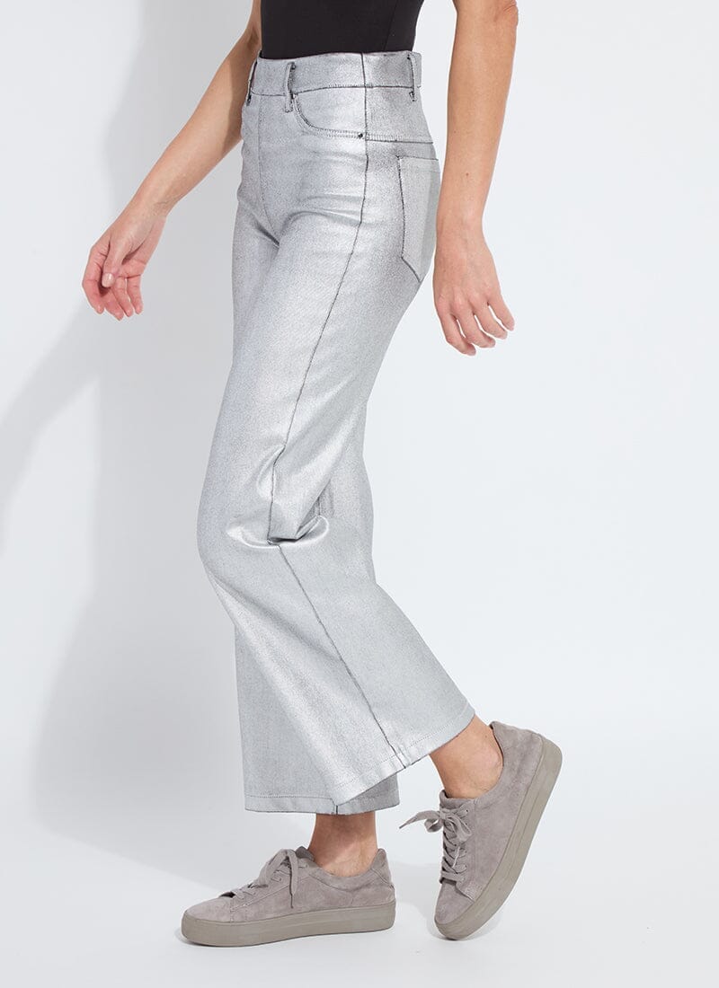 Lysse Metallic Coated Wide Leg Denim (28" Inseam) Metallic Silver