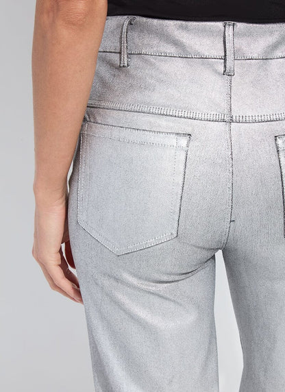 Lysse Metallic Coated Wide Leg Denim (28" Inseam) Metallic Silver