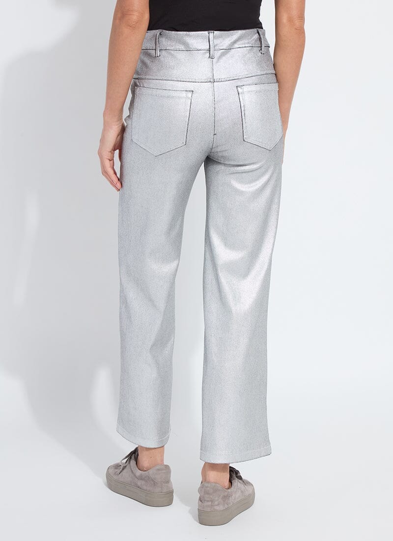 Lysse Metallic Coated Wide Leg Denim (28" Inseam) Metallic Silver