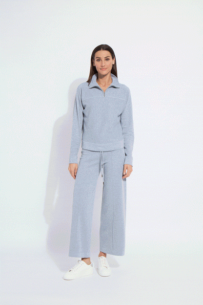 Lysse Violetta Knit Lounge Wide Leg Pant (28" Inseam) Grey Melange