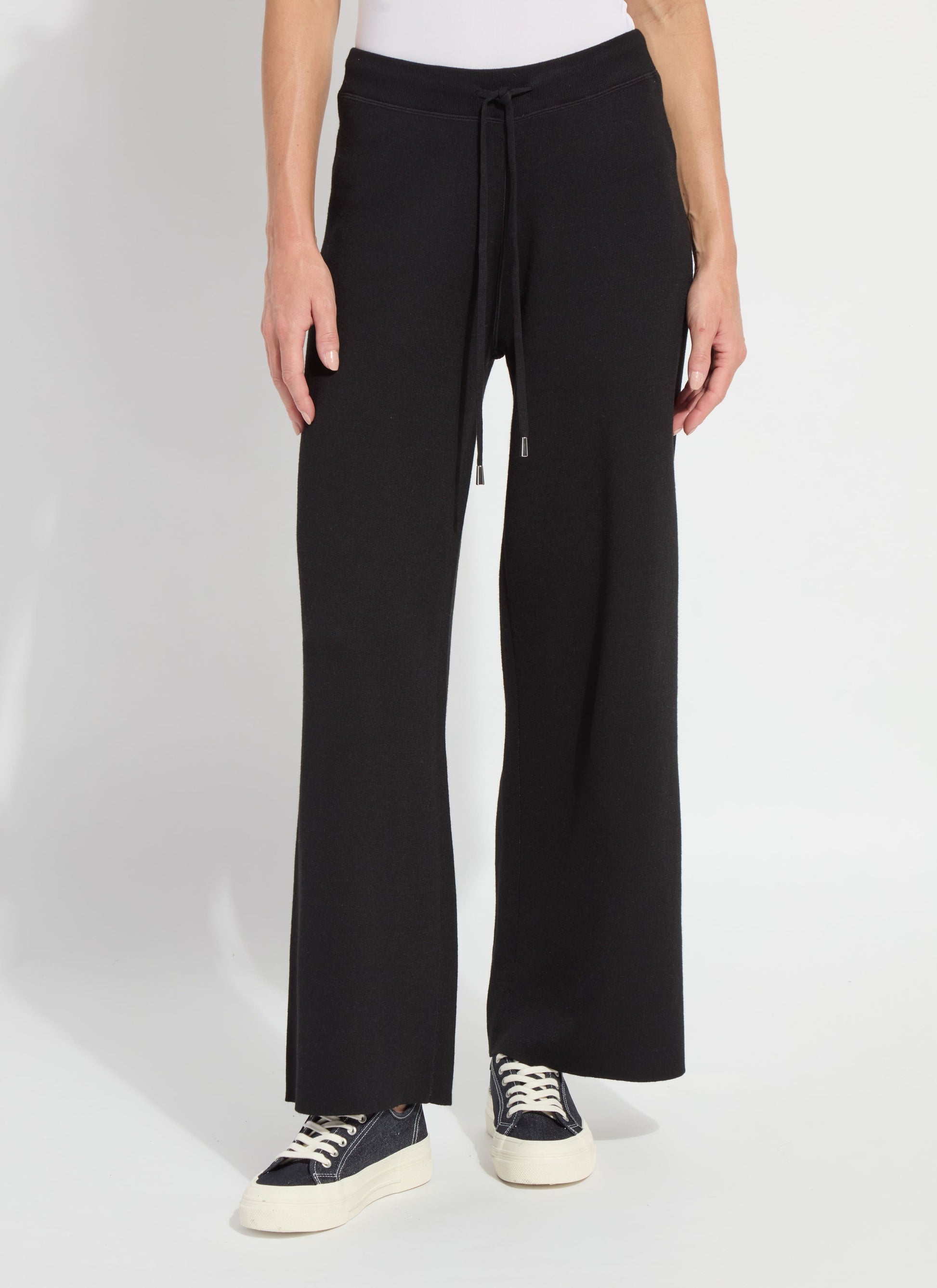 Lysse Odessa Reversible Knit Lounge Wide Leg (28" Inseam) Black/Pearl Grey Melange