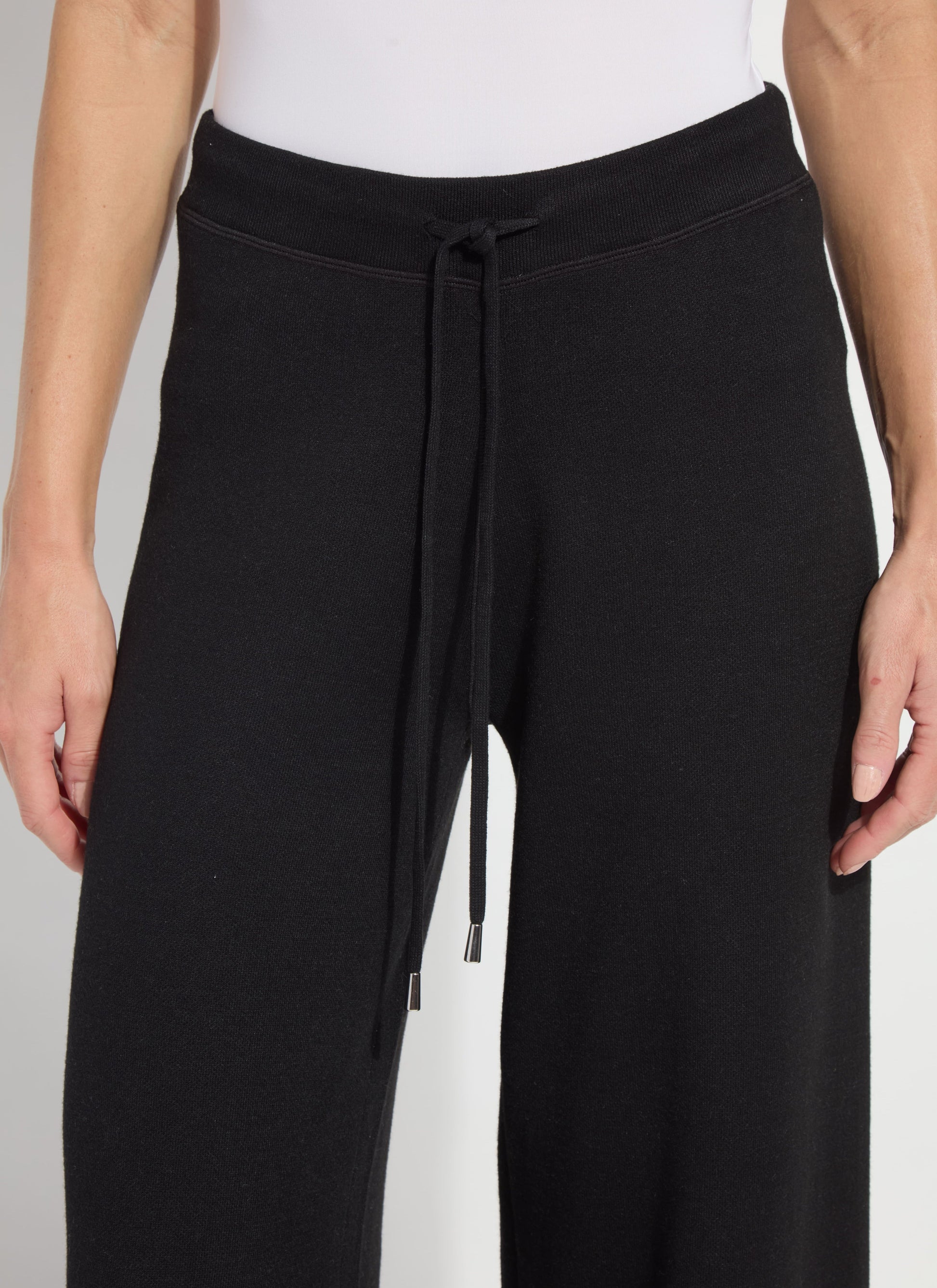 Lysse Odessa Reversible Knit Lounge Wide Leg (28" Inseam) Black/Pearl Grey Melange