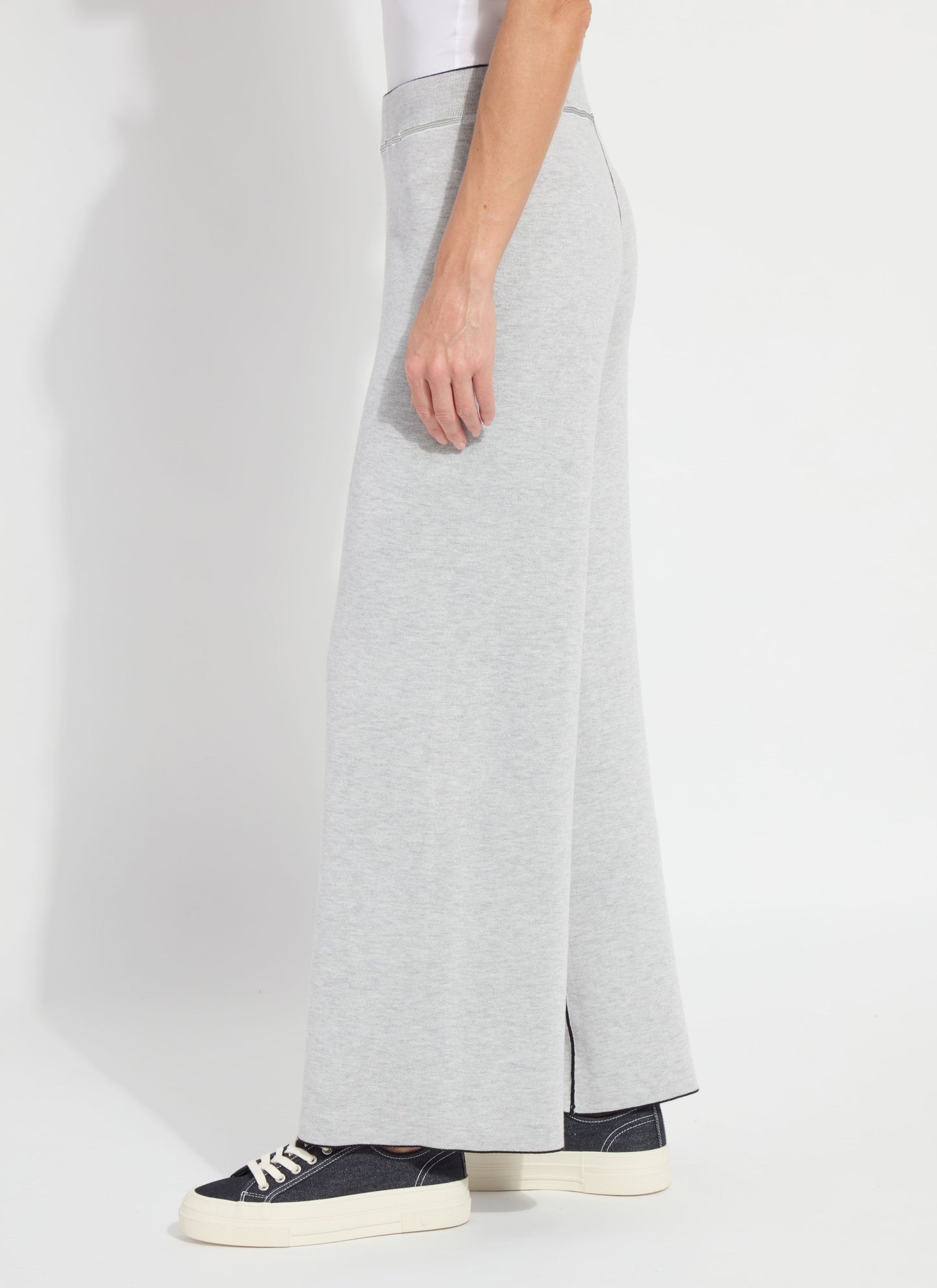 Lysse Odessa Reversible Knit Lounge Wide Leg (28" Inseam) Black/Pearl Grey Melange