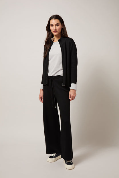Lysse Odessa Reversible Knit Lounge Wide Leg (28" Inseam) Black/Pearl Grey Melange