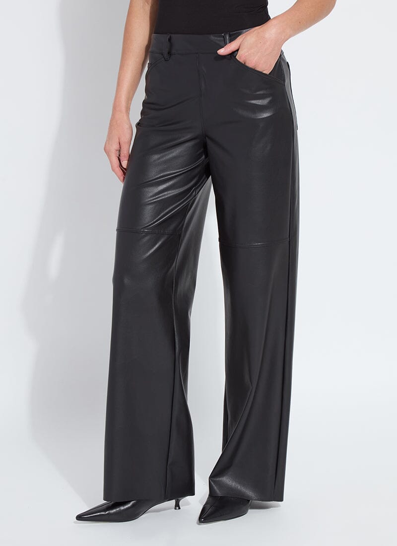 Lysse Azara Wide Leg Vegan Leather Pant (33" Inseam) Black