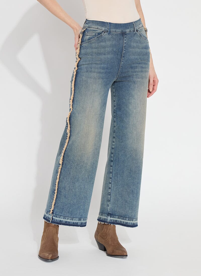 Lysse 'Holding Power' Era Wide Leg Premium Denim (30" Inseam) Nutshell Dye Midwash