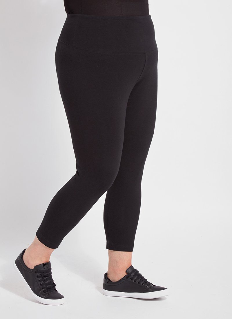 Lysse Flattering Cotton Crop Legging (Plus Size)  Black