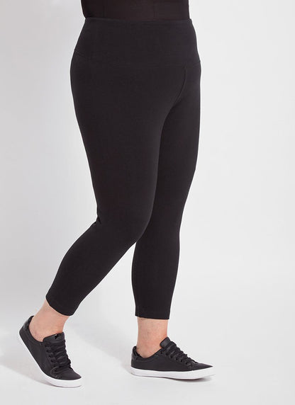 Lysse Flattering Cotton Crop Legging (Plus Size)  Black