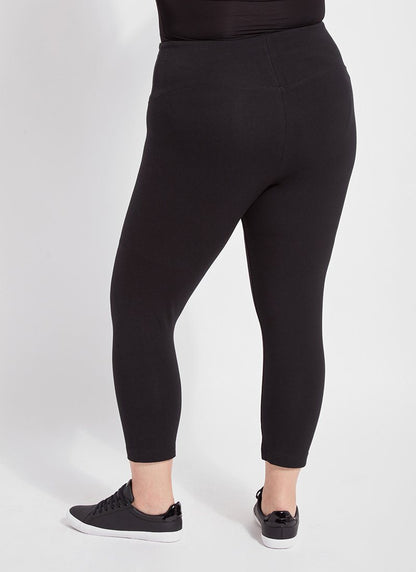 Lysse Flattering Cotton Crop Legging (Plus Size)  Black