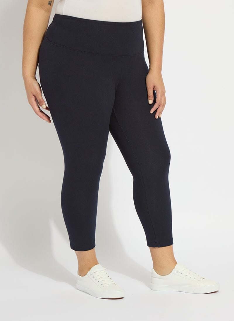 Lysse Flattering Cotton Crop Legging (Plus Size)  Midnight