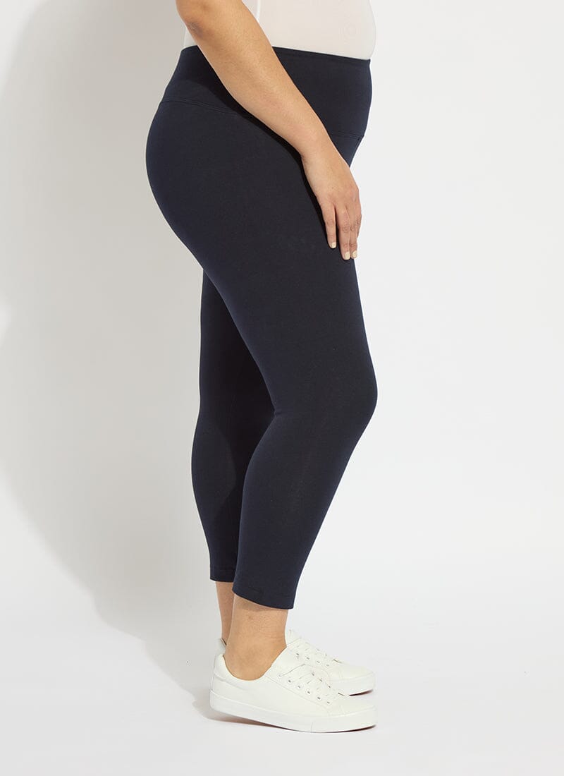 Lysse Flattering Cotton Crop Legging (Plus Size)  Midnight
