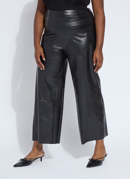 Lysse Vegan Leather Wide Leg Curvy (28" Inseam) Kohl Black