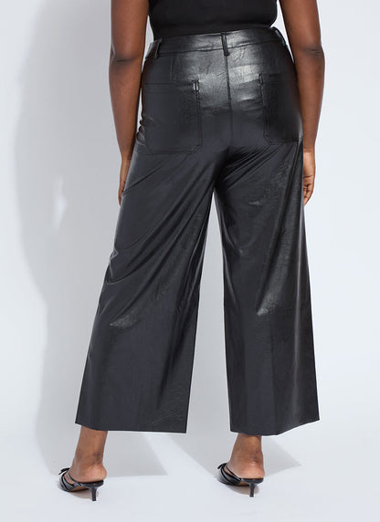 Lysse Vegan Leather Wide Leg Curvy (28" Inseam) Kohl Black